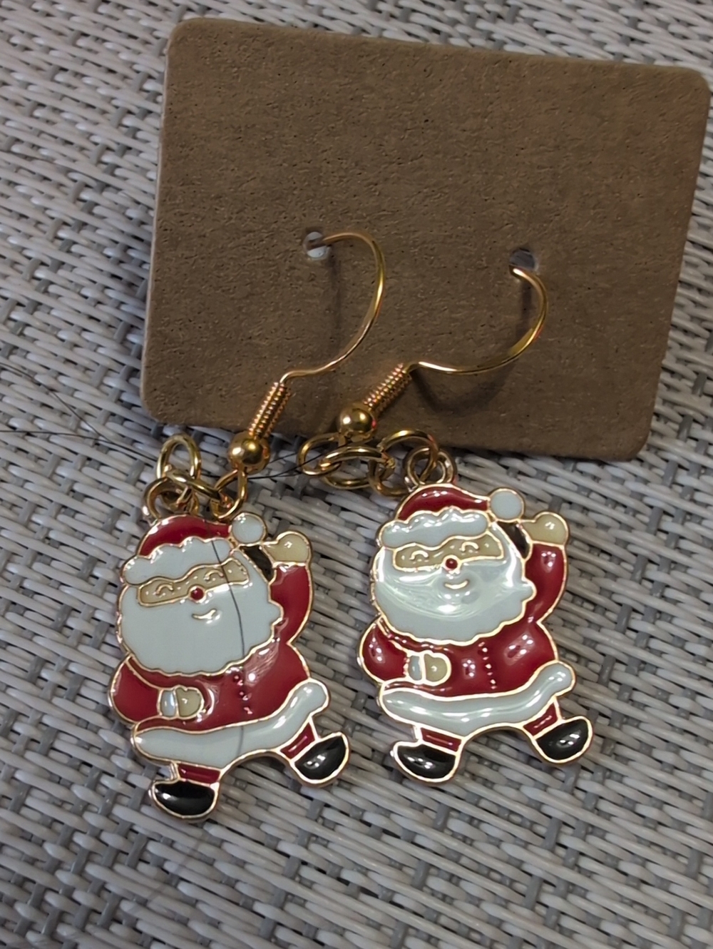 Festive Santa Dangle Earrings for Kids - Red and White Handmade